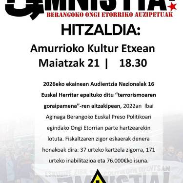 Hitzaldia: 'Eskubide zibil eta politikoen defentsan, amnistia'