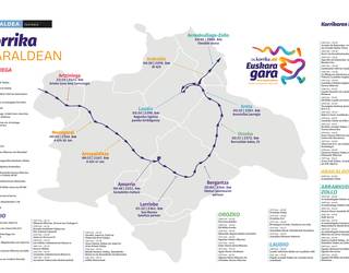 Korrikak Aiaraldean barrena egingo duen bidea, kilometroz kilometro