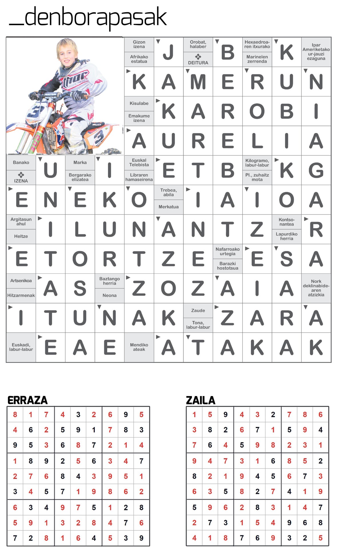 Aiaraldea Egunkariaren 53. zenbakiko DENBORAPASEN EMAITZAK