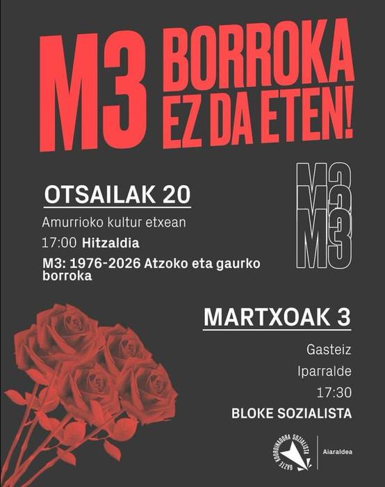 'M3: 1976-2026 Atzoko eta gaurko borroka' hitzaldia