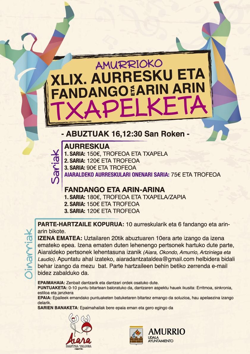 Amurrioko XLIX. fandango eta arin-arin eta aurresku txapelketa