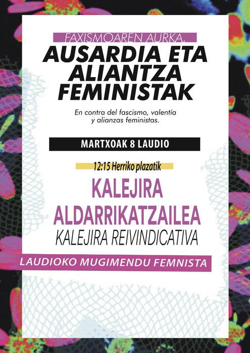 Laudioko Mugimendu Feministaren kalejira aldarrikatzailea