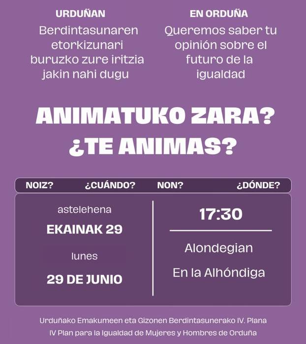 Urduñako Emakumeen eta Gizonen Berdintasunerako IV. Planari buruzko bilera