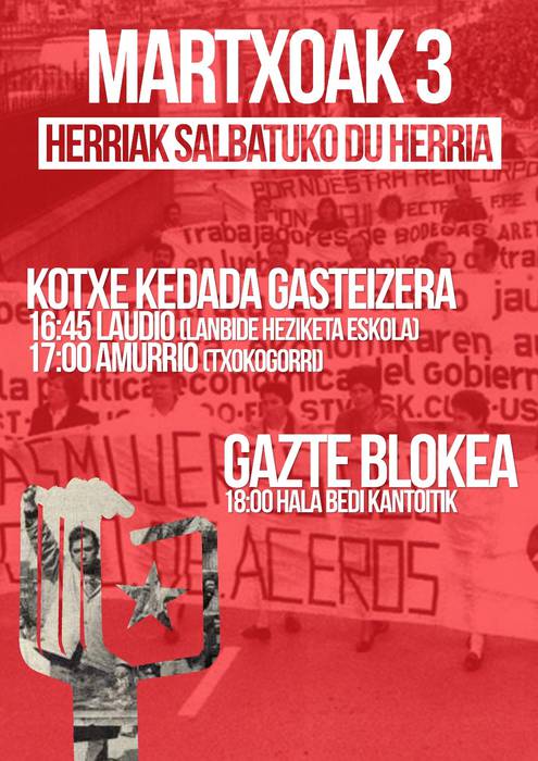Martxoaren 3ko manifestaziora joateko hitzordua