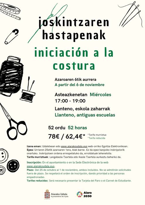 Joskintzaren hastapenen ikastaroan izena emateko azken eguna