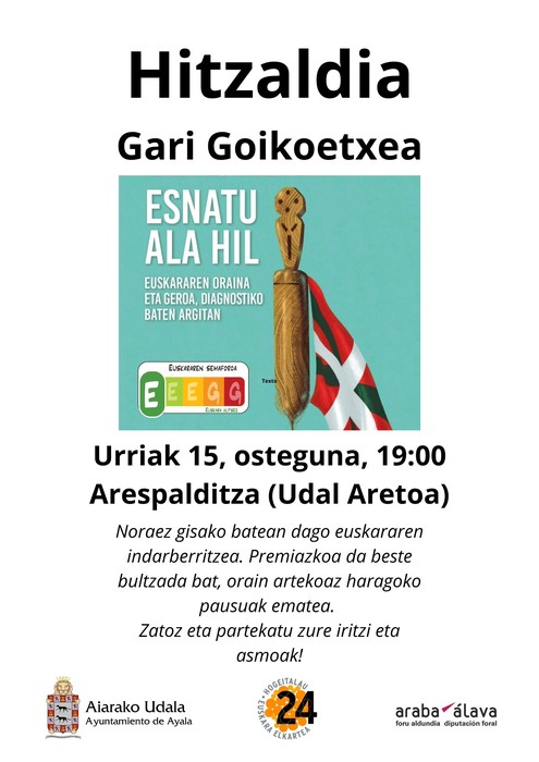 "Esnatu ala hil" liburuari buruzko hitzaldia Gari Goikoetxearekin
