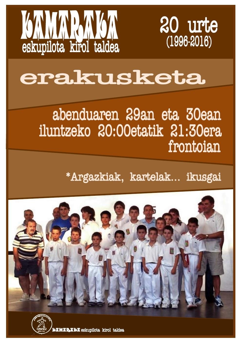 KAMARAKA 20 URTE. 1996-2016. ERAKUSKETA