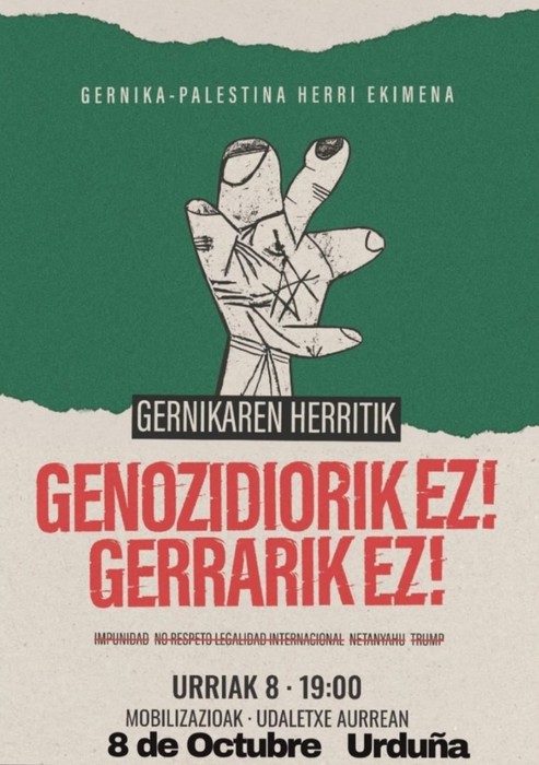 Palestinaren aldeko elkarretaratzea Urduñan