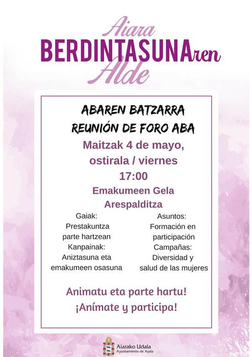 Aiara Berdintasunaren Alderen bilera