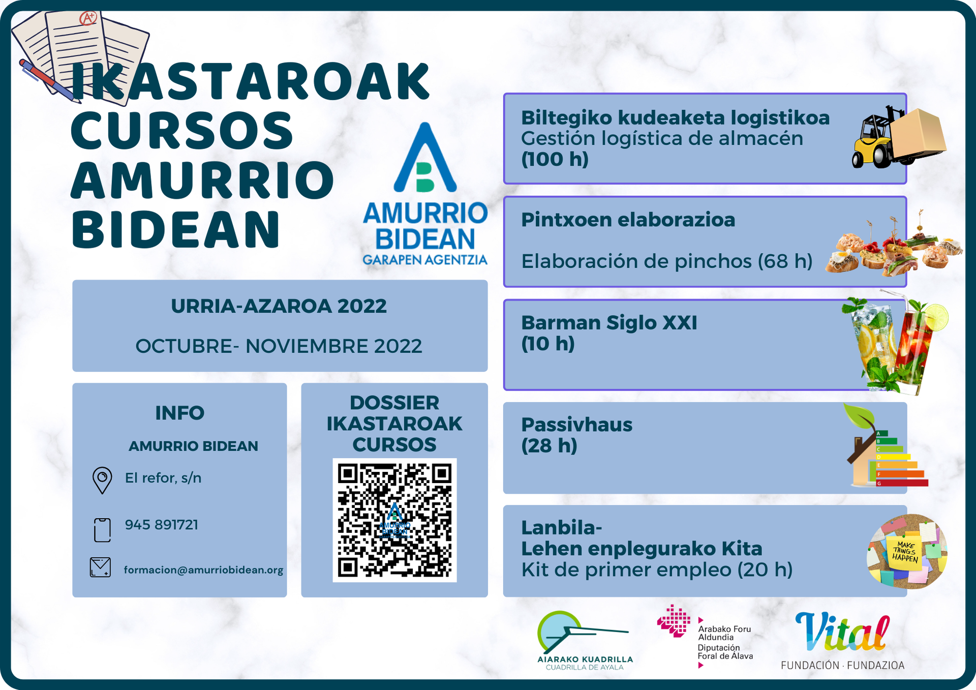 Enplegua bilatzea, ostalaritza, logistika eta eraikuntza izango dira urrian hasiko den Amurrio Bidean prestakuntzaren gaiak.