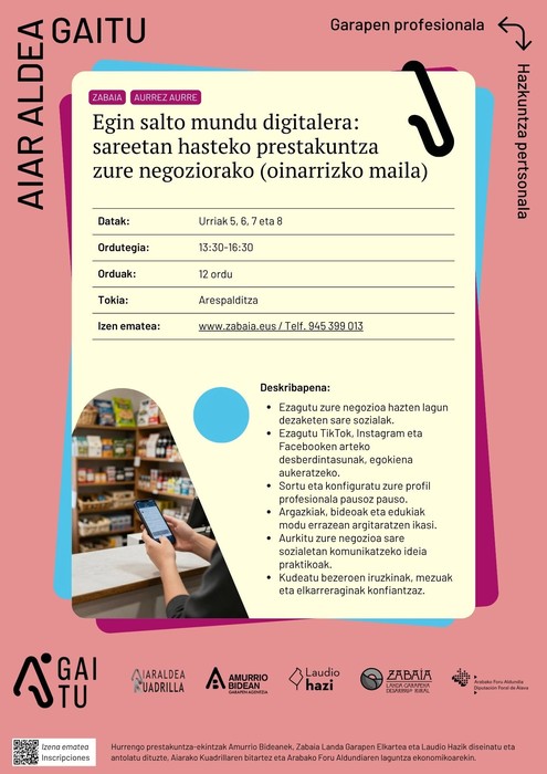 Egin salto mundu digitalera: sareetan hasteko prestakuntza zure negoziorako (oinarrizko maila)