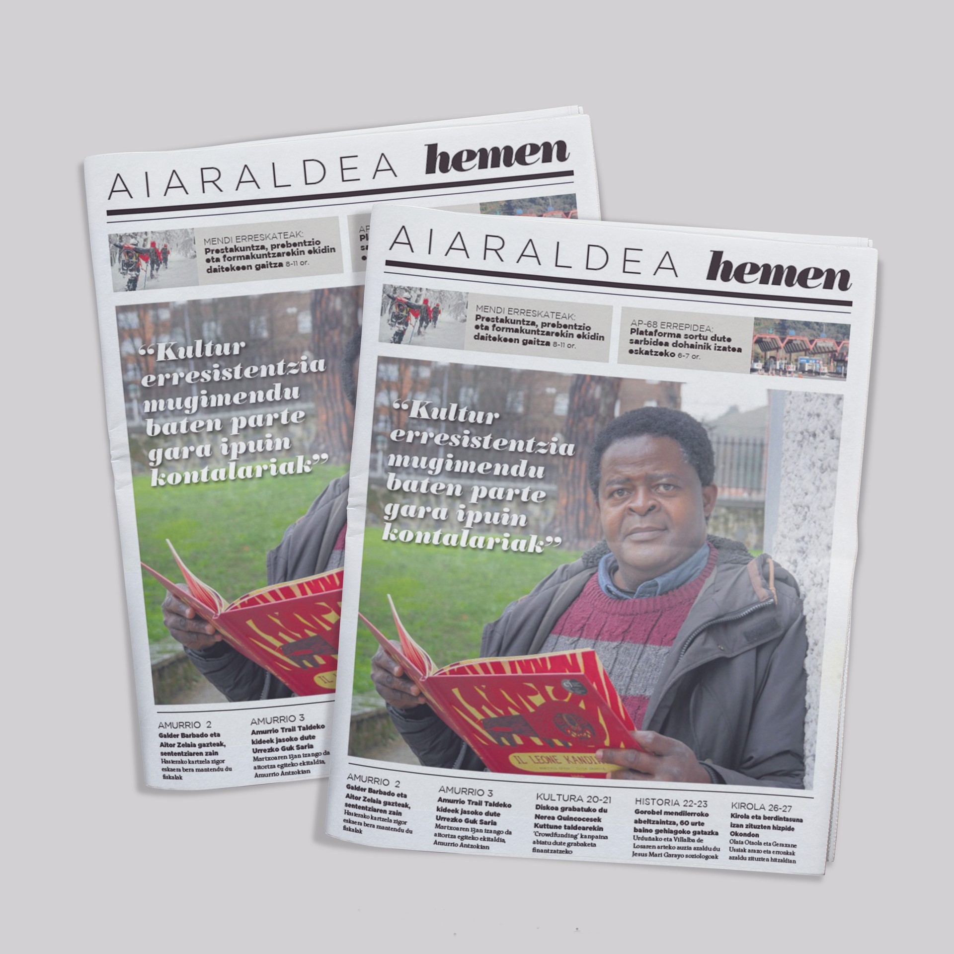 Boniface Ofogo ipuin-kontalaria, mendi erreskateak eta AP-68a, Aiaraldea Hemen hamabostekariaren zenbaki berrian