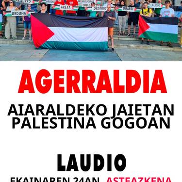 "Aiaraldeko jaietan Palestina gogoan" agerraldia