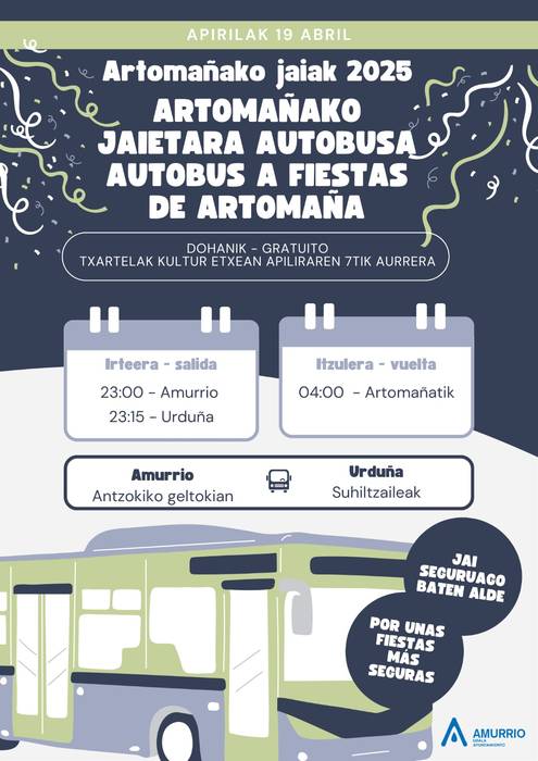 Artomañako jaietara joateko autobusa Amurriotik