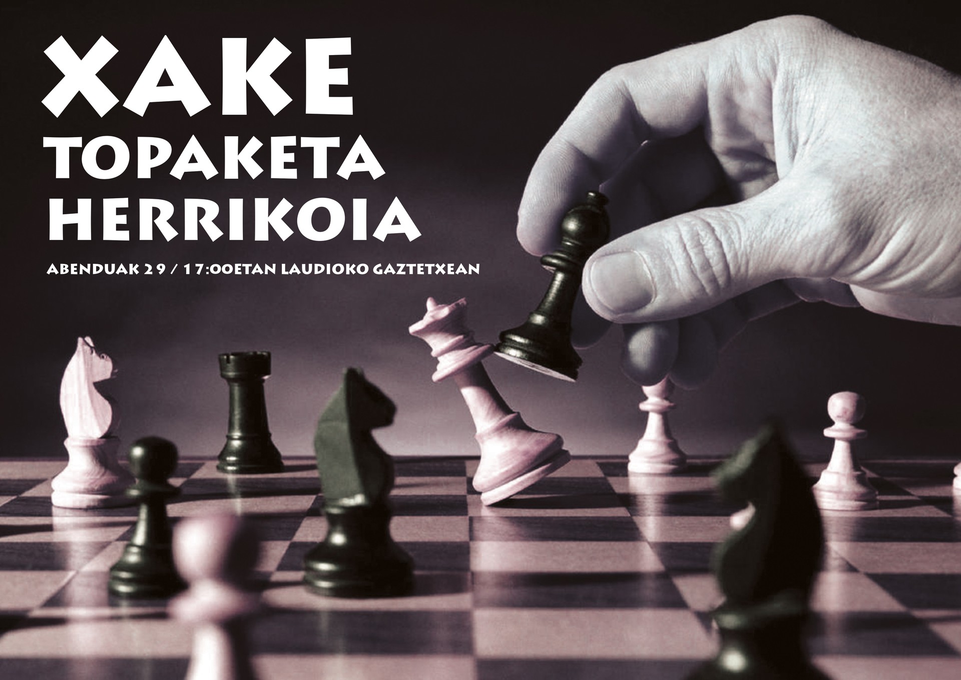 Xake topaketa herrikoia larunbatean Laudioko Gaztetxean