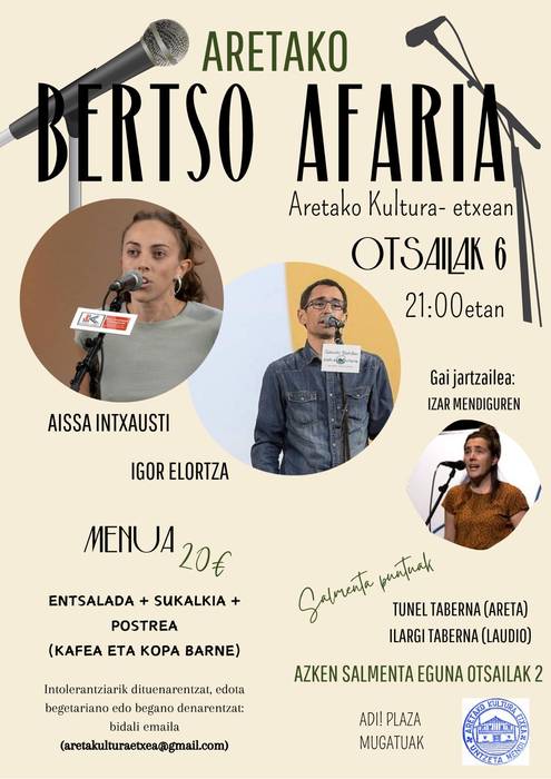 Aretako bertso afaria