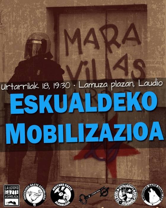 Maravillas gaztetxearen aldeko eskualdeko mobilizazioa gaur arratsaldean Laudion