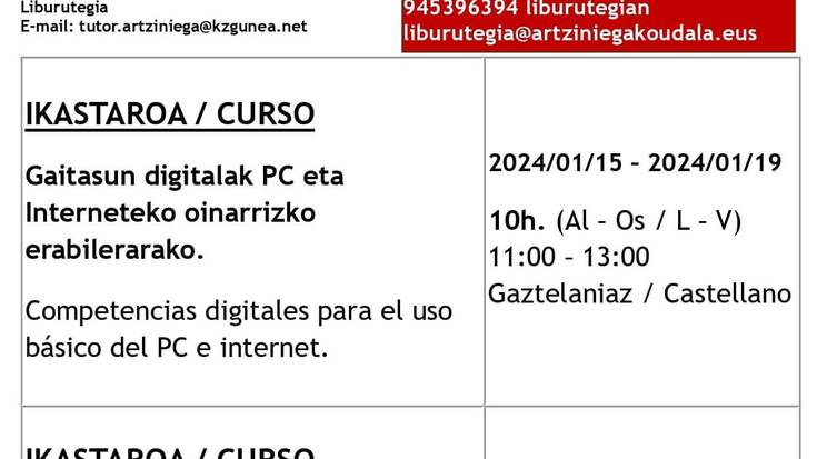 'Gaitasun digitalak PC eta Interneteko oinarrizko erabilerarako'