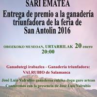 2016ko San Antolin ganadu feriaren sari banaketa