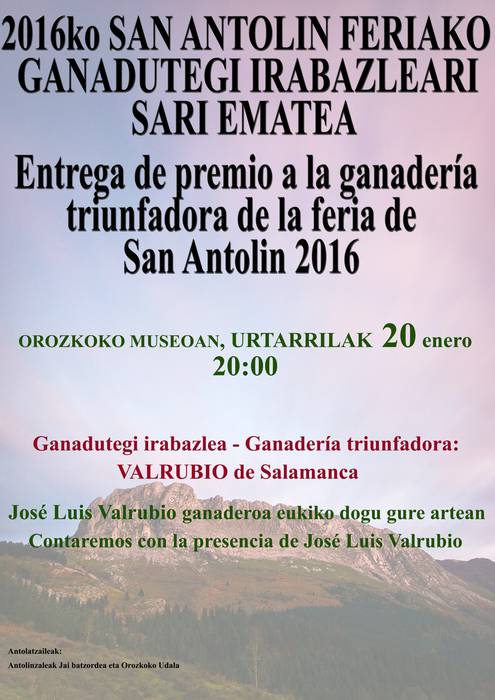 2016ko San Antolin ganadu feriaren sari banaketa