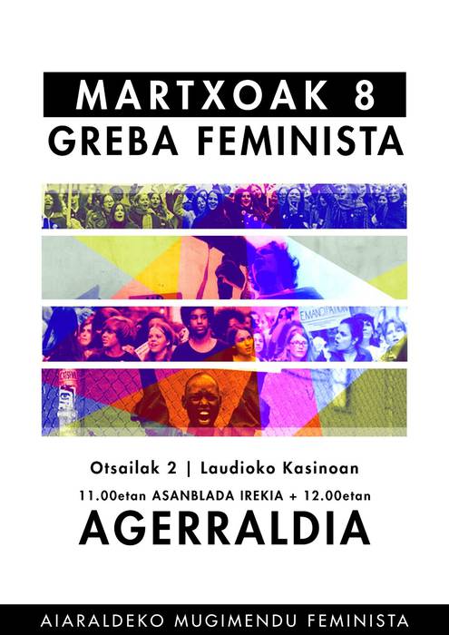 Larunbatean aurkeztuko dugu eskualdeko Greba Feminista!
