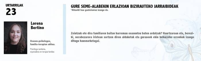 "Gure seme-alabekin erlazioan bizirauteko jarraibideak"