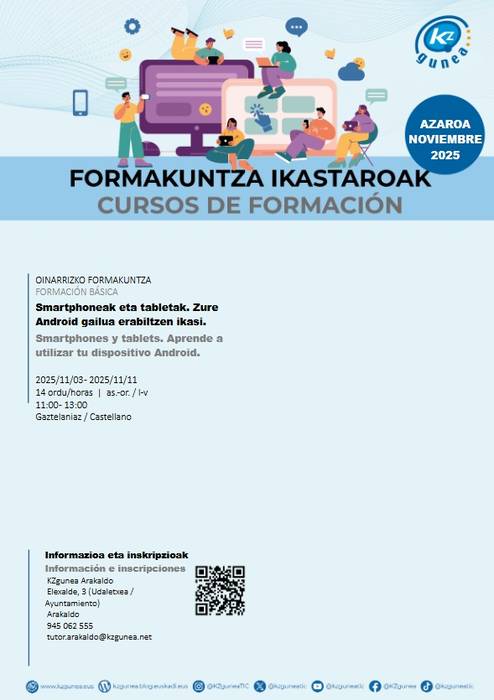 'Smartphoneak eta tabletak: Zure Android gailua erabiltzen ikasi' (Lehen saioa)