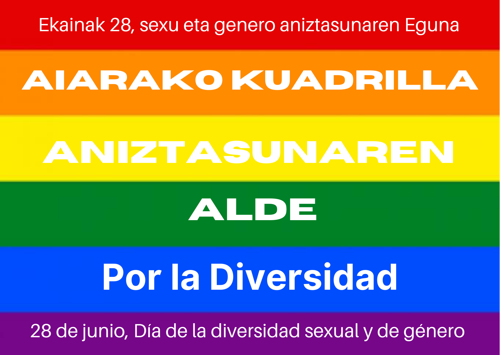 2022ko ekainaren 28a dela eta sexu eta genero aniztasunaren aldeko eguna, Aiarako Kuadrillako berdintasun batzordearen akordioa