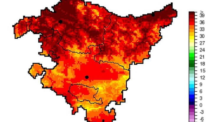 40 graduko tenperatura gainditu du gaur Aiaraldeak