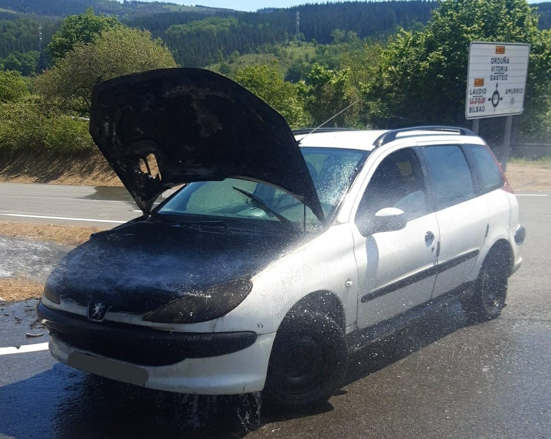 Auto batek su hartu du Amurrion eta suhiltzaleek esku hartu behar izan dute