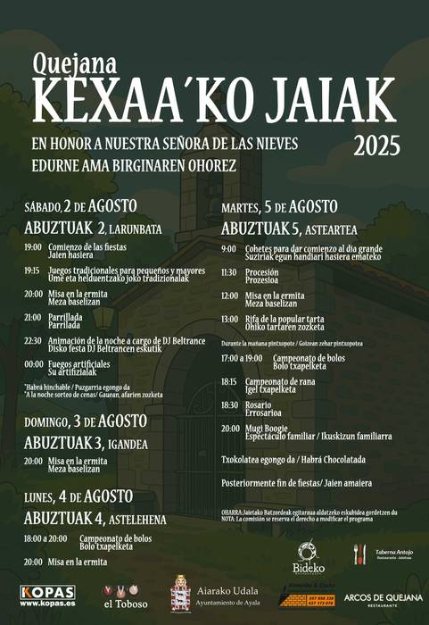 Kexaako jaiak: Astelehena