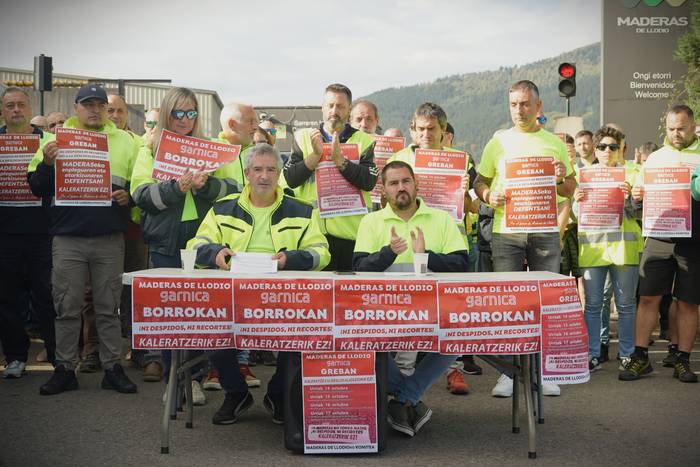 Grebarekin jarraituko dute Maderas de Llodioko langileek, eta esku hartzea eskatu diete erakunde publikoei