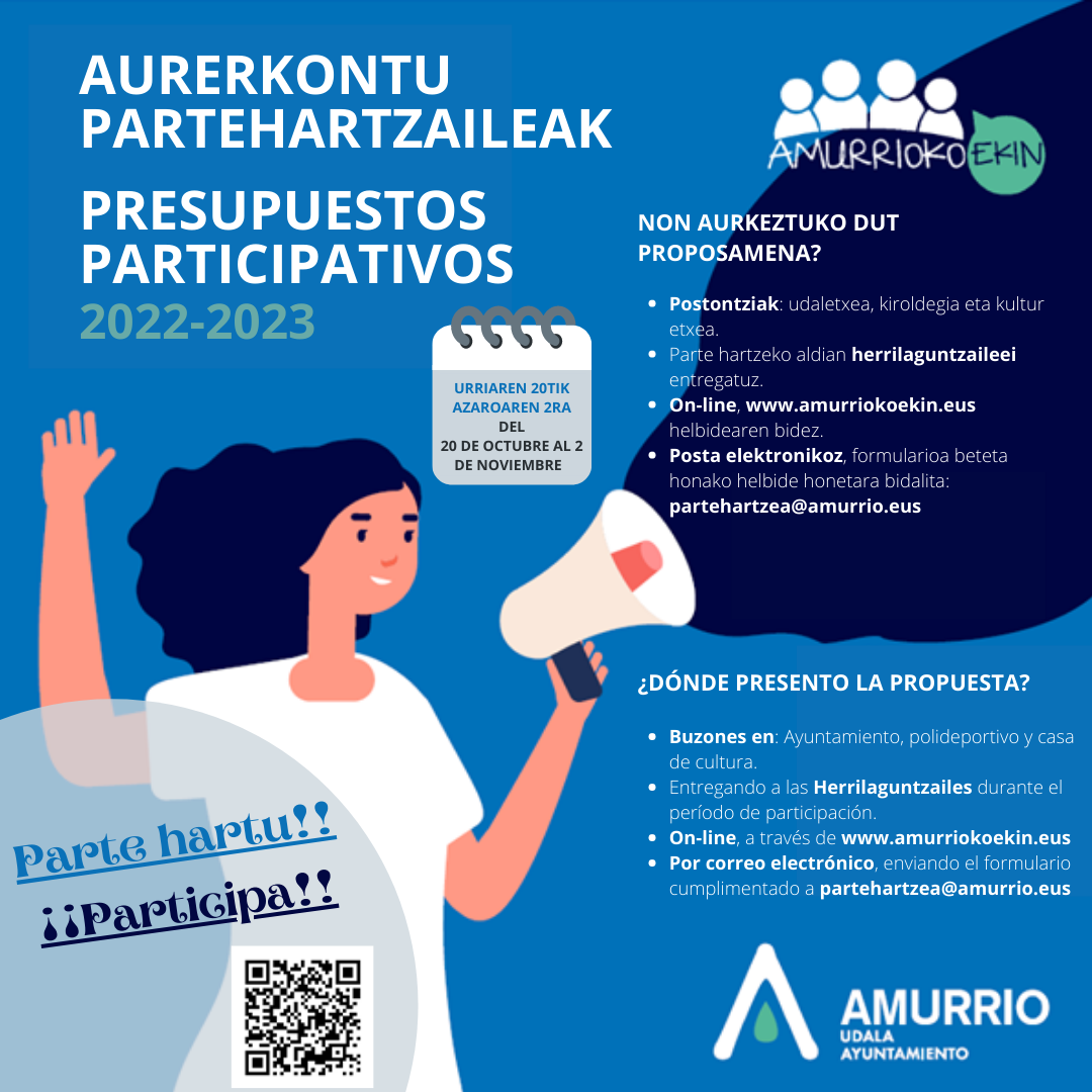 Amurrioko Udalak azaroaren 2ra arte jasoko ditu herritarrek aurrekontu parte-hartzaileetarako egiten dituzten proposamenak