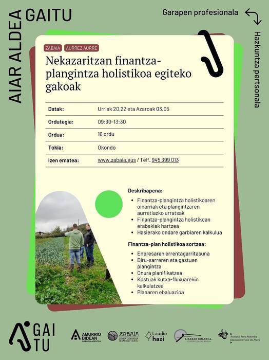 Nekazaritzan finantza-plangintza holistikoa egiteko gakoak