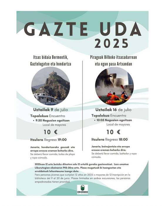 'Gazte uda' programako txangoetan izena emateko azken eguna