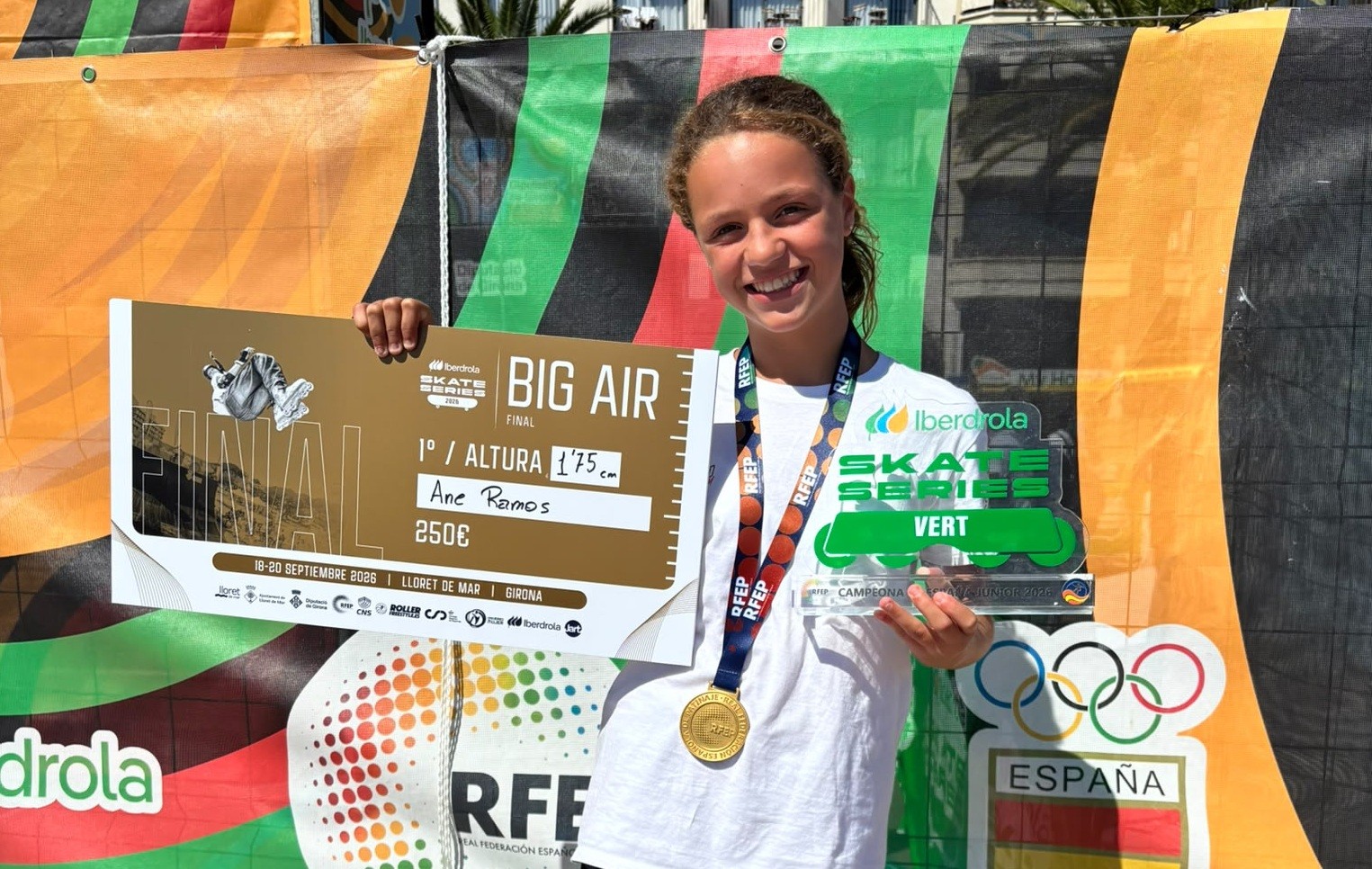 Ane Ramos Izaga patinatzailea Espainako U19 vert modalitateko txapeldun berria da