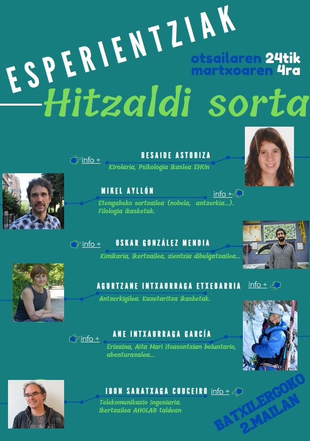 'Esperientziak' hitzaldi sorta egin dute Laudio BHI institutuan