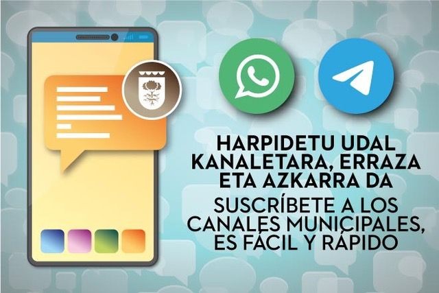 Laudioko Udalak WhatsApp eta Telegram kanalak estreinatuko ditu herritarrei udalaren informazio guztia helarazteko
