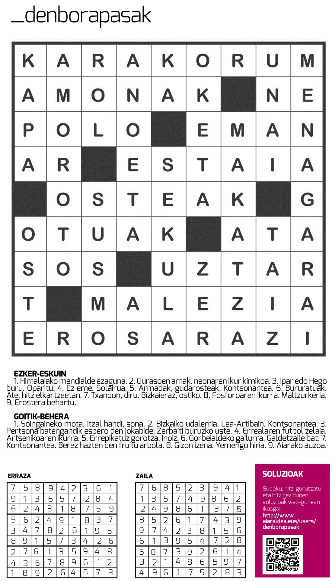 Egunkariaren 38. zenbakiko denborapasen EMAITZAK