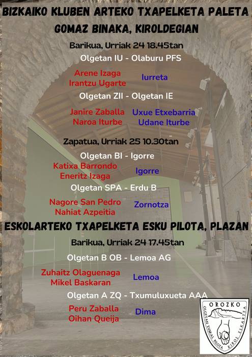 Bizkaiko Kluben Arteko Txapelketa - Paleta Goma Binaka