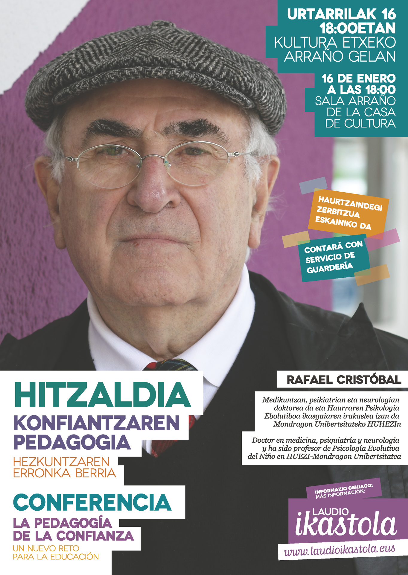 Laudio Ikastolak Rafael Cristóbal hezkuntza adituaren hitzaldia antolatu du