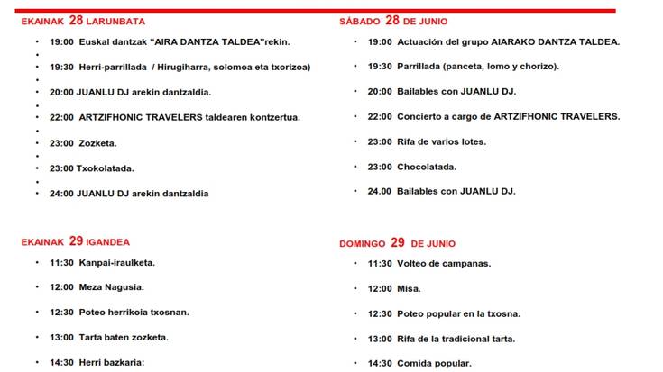 Menagaraiko Festak: Igandea