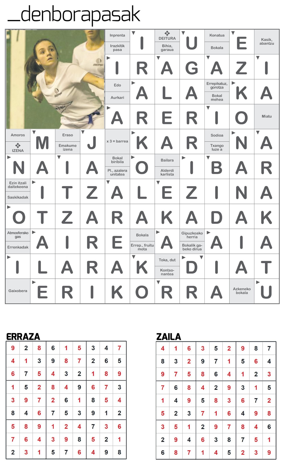 Aiaraldea Egunkariko 52. zenbakiko DENBORAPASEN EMAITZAK
