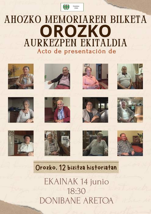 Orozkoko ahozko memoriaren bilketaren aurkezpena