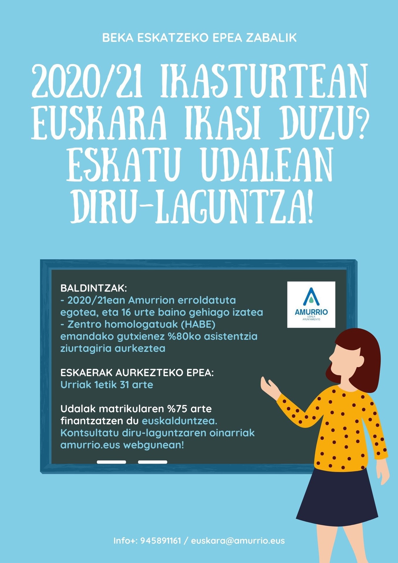 Amurrioko Udalak ireki du euskara ikasteko bekak eskatzeko epea