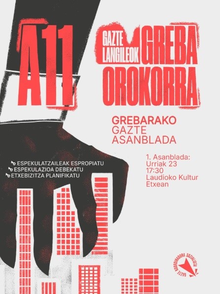 Azaroaren 11ko greba orokorra prestatzeko gazte asanblada