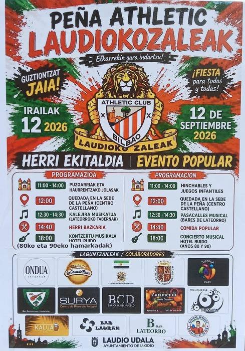 Laudiozaleak Athletic Clubeko peñaren jaia
