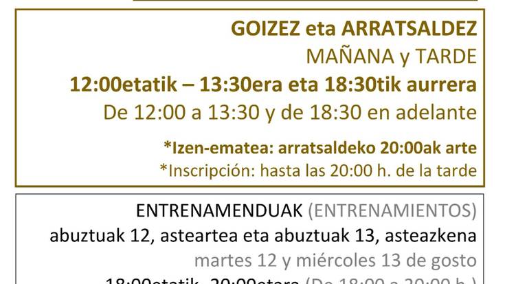 Bola-joko txapelketarako entrenamendua