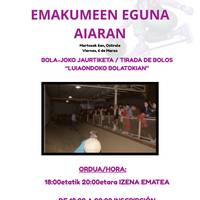 Emakumeen Eguna Aiaran: Bola-joko jaurtiketa