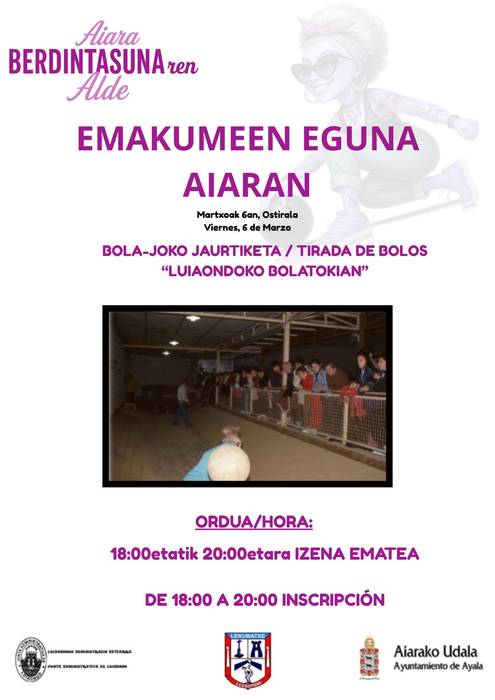 Emakumeen Eguna Aiaran: Bola-joko jaurtiketa
